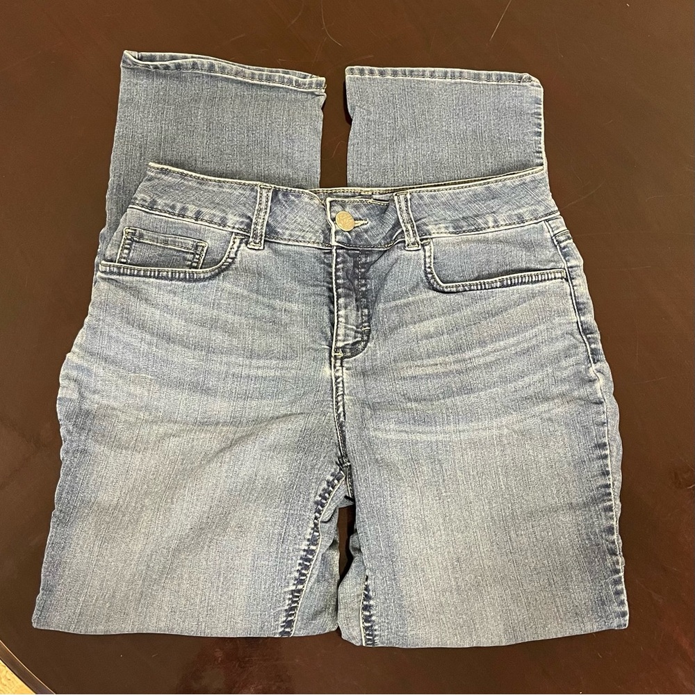 Riders by Lee midrise straight leg blue jeans size 8 petite cotton blend stretch